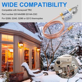 Tigbear Q314A4586 Pilot Burner Assembly, Pilot Burner Flame Head and Thermocouple, Natural Gas and Propane Pilot Burner with Thermocouple Kit for Gas Furnaces Boilers Water Heater