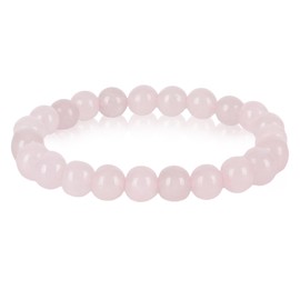 Fadcaer Crystal Bracelet 8mm Healing Crystal Bracelet Natural Gemstone Bead Bracelet Stretch Bead Bracelet Crystal Bracelets Beaded Bracelets for Healing Jade Bracelet Gift for Women Men (Pink)