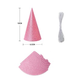NUOBESTY 12pcs Glitter Cone Party Hats, Triangle Birthday Party Hats Metallic Foil Art Craft Caps Birthday Party Costume Accessories Decorations Pink