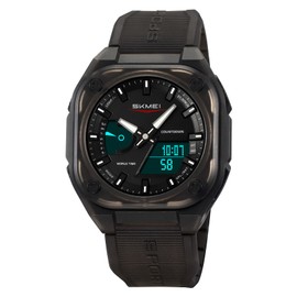 carlien Multifunctional Waterproof Sports Watch, Military Style, Outdoor Watch, Timer Watch (Black-Transparent)