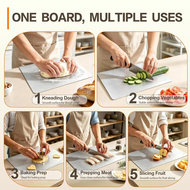 304 Stainless Steel Cutting Board for Kitchen，Dishwasher Safe Metal Chopping