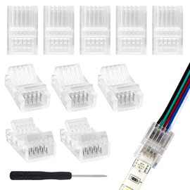 RGBZONE 10Pcs 5 Pin LED Connectors Solderless Strip to Wire RGBW LED Light Strip Adapter Connection for 10mm Wide RGBW Lights