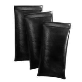 Heshebuy Pack of 3 PU Leather Soft Glasses Case Onnenbrille Case Glasses Bag for Men and Women (Black), black