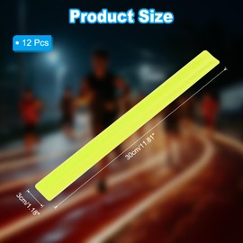 PATIKIL Reflective Slap Bands, 12 Pcs Reflector Band Snap Bracelet Armbands High Visibility Safety Reflectors Wrist Strap Strips for Night Jogging Cycling Running, Fluorescent Yellow