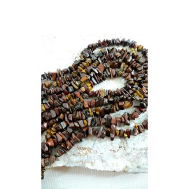 15" Strand Tiger Eye Natural Gemstone CHIP BEADS Necklace Brown/Amber Tones