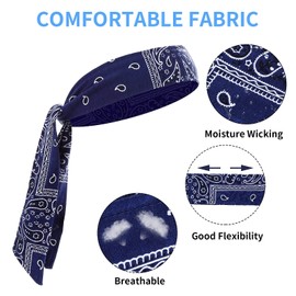 NiceYnn 2pcs Sport Paisley Head Tie Headbands, Men Women Adjustable Elastic Sweatband Wristband Non-Slip Running Head Strap, Fitness Hairband for Ninja Tennis Soccer Basketball Football Red Beige