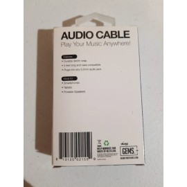 Gems  3ft 3.5mm Male to Male Audio Cable 3' Tablet MP3 Car Denim Blue NIB Gems