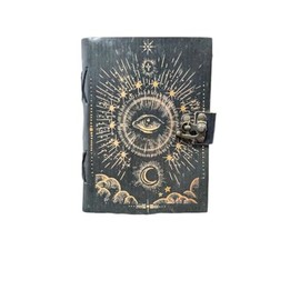 Galaxy with Third Eye Vintage Leather Journal Sepellbook of Shadows Diary 200 Antique Deckle Paper Leather Sketchbook, Witchcraft Supplies, Best Gift for Men & Women