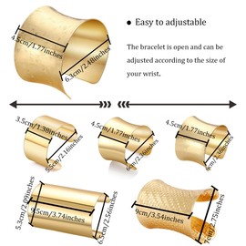 WAINIS 2 Pcs Gold Cuff Bangle Bracelet for Women Open Wide Bracelets Wrist Cuff Wrap Adjustable Bracelet Jewelry Gift C