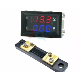 Dual LED Display Volt Meter DC 0-100V 50A Digital LED Voltmeter Ammeter Volt tester w/Meter shunt 12v 24v