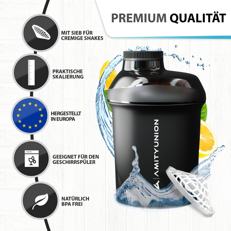 AMITYUNION Protein Shaker 400 ml with Strainer Protein Shaker -