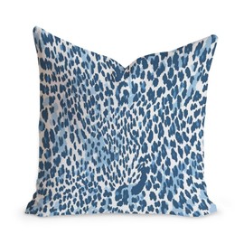 MangGou Watercolor Navy Blue Cheetah Throw Pillow Covers Blue Animal Print Leopard Decorative Cushion Cover Farmhouse Double Side Pillow Case with Zipper for Bedroom Sofa Couch 22x22in