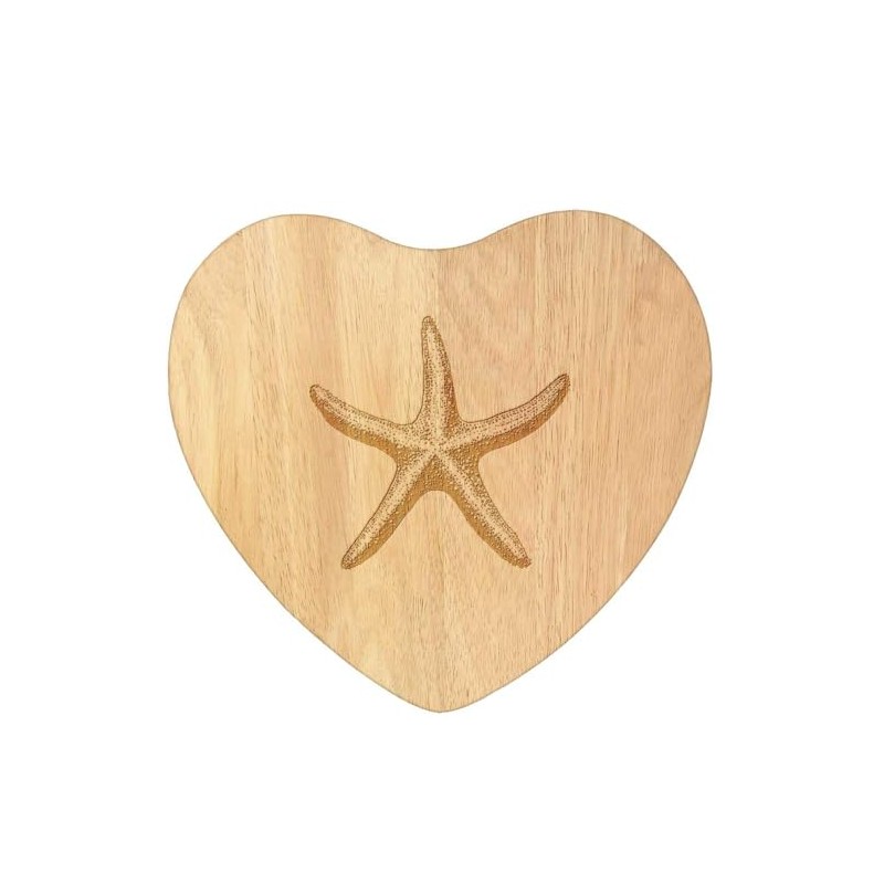 'Single Starfish' Wooden Heart Shaped Chopping/Cutting Board (WB00085242)