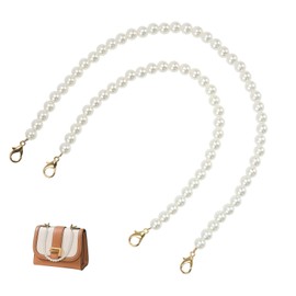Imitation Pearl Bead Purse Chain Extender Strap - 11.81 in，15.7 in with Gold Clasp - 0.59 in Diameter - 2 Pcs for Handbag Bag Extender Chain Decoration Accessory