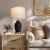 Cinkeda 23" Set of 2 Black Ceramic Farmhouse Table Lamp