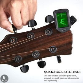 FANGXIN Guitar Tuner Clip on Tuner for Ukulele, Guitar, Violin, Banjo, Bass, Mandolin (2PACK)