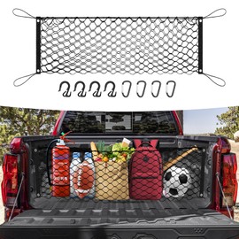 Canvcle Trunk Cargo Net for 2023-2025 2026 Chevy Colorado &GMC Canyon Accessories Envelope Style Mesh Trunk Net Organizer and Storage Stretchable Adjustable Elastic Nylon Rear Cargo Netting with Hooks