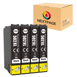 Nextpage 502XL Black Printer Cartridges Replacement for Epson 502 XL Cartridges Compatible with Epson Workforce WF-2860 WF-2860DWF WF-2865 WF-2865DWF, Expression Home XP-5100 XP-5105 Printers (4