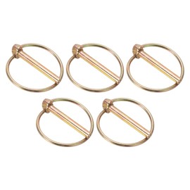 PATIKIL M6x45 mm Tractor Lynch Pin with Ring, 5 Pcs Heavy Duty Assortment Kit Lock Pin Clips for Tractors Trailer Farm Trucks Mowers, Rose Gold