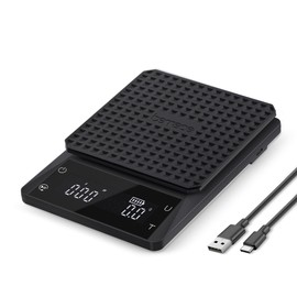 bemece 0.1g Precision Coffee Scale with Timer, Digital Espresso Scale with Back-Lit LCD Display, IPX6 Waterproof Drip Espresso Scale, 3 Units of Measurement for Espresso, French Press, Kitchen Use