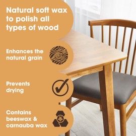 Furniture Clinic Wood Wax & Polish – Natural Beeswax & Orange Oil Wood Conditioner – Restores Shine to Furniture, Tables & Kitchen Cabinets – Safe for All Finished & Unfinished Wood – 8.5oz