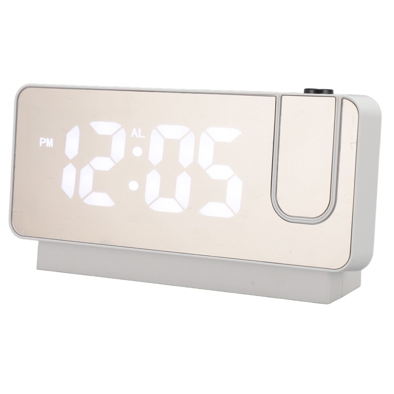 Projection Alarm Clock USB Rechargeable White Light Snooze Function Adjustable