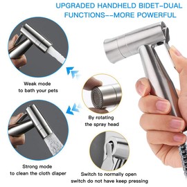Handheld Bidet Sprayer for Toilet, Soosi Dual Mode Spray Head (Jet/Soft) Baby Cloth Diaper Sprayers Bidets for Toilet Stainless Steel Bathroom Hand Held Muslim Shattaf (Bidet Sprayer Head Only)