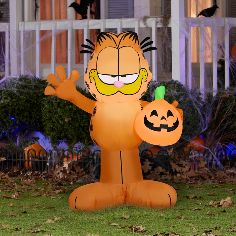 Gemmy Garfield w/JOL Pumpkin Airblown Inflatable, 3.5 ft Tall, Orange