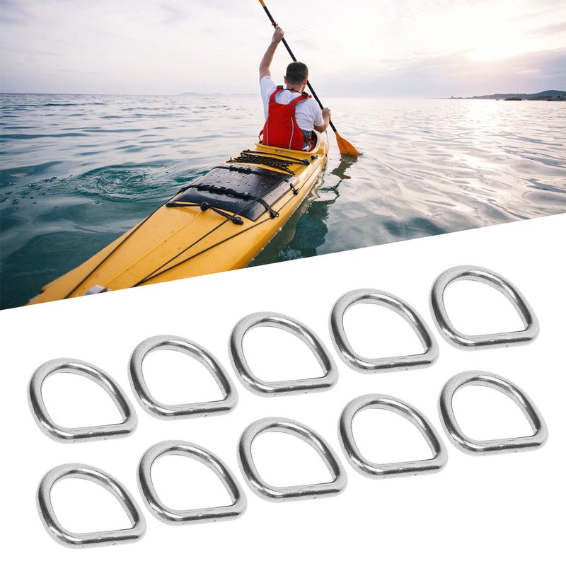 10 PCS 316 Stainless Steel D Ring Seamless Welded Hardware