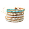 Blupear Stones Wrap Bracelet Leather Handmade 5 Layer 4mm Beads