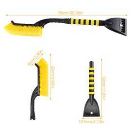 Mineup Eiskratzer Auto mit Besen, 2 in1 Abnehmbarer Eisschaber, 67cm Auto Eiskratzer und Reinigungsbürste, Schneebesen Auto, Scheibenkratzer Auto mit Ergonomischem Schaumstoffgriff für PKW LKW und SUV