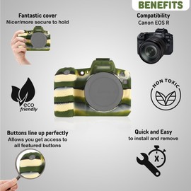 STSEETOP Camera Case for Canon EOS R - Protective Silicone DSLR Skin Cover, Detachable Cage, Shockproof, Dustproof (Camouflage)