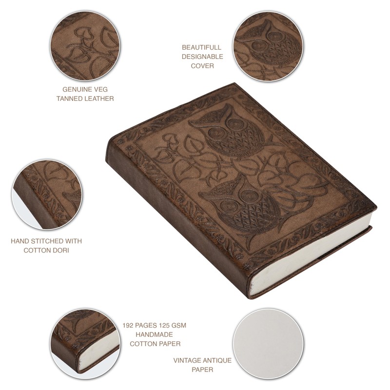 M & N Designs Owl Embossed Leather Journal - Soft