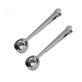 LICQIC Coffee Scoop with Bag Clip, for Sealing and Measuring Coffee, Stainless Steel, 2 Pcs Silver