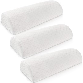 Maitys 3 Pcs Half Moon Bolster Pillow for Legs Memory Foam Leg Pillows for Sleeping Knee Neck Lumbar Support Pillow Back and Head Semi Roll for Ankle, Foot Comfort, Pregnant, Recovery, Washable Cover