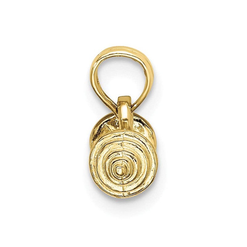 10k Yellow Gold Solid 3-Dimensional Dumbbell Charm Pendant