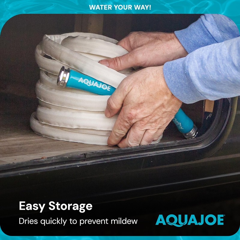 Aqua Joe RV Water Hose with Flexible Marine-Grade Fiber Jacket,