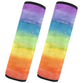 senya Colorful Stripe Rainbow 2 Pack Soft Auto Seat Belt Cover Seatbelt Shoulder Pad for More Comfortable Driving, 10 x 7.7 inch