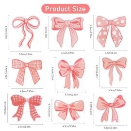 WILDREEDS 9 parches para planchar con lazo, varios lazos bordados para coser en ropa y camisetas, mochilas, sombreros, jeans, chaquetas