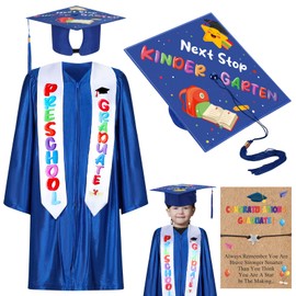 Wesiti Preschool Graduation Cap Gown Set with Tassel Graduation Stole Bracelet Certificate Graduation Gifts for Boys Girls (Size 27)
