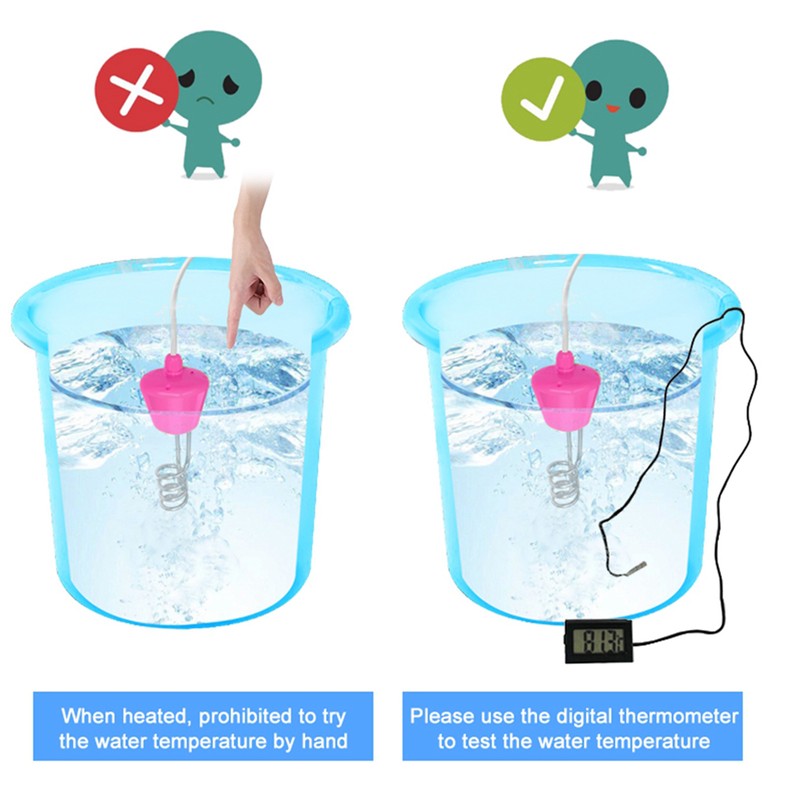 Electric Floating Immersion Water Heater Boiler with Digital Thermometer Pink