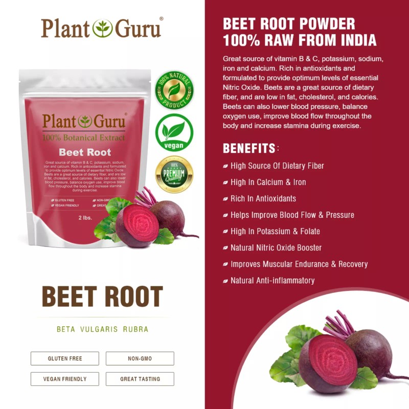 Plant Guru Beet Root Powder 3lb (x3 - 1lb) Beta