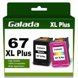 GALADA Remanufactured Ink Cartridges Replacement for HP 67 XL 67XL XXL High Yield for Deskjet 2755 Deskjet Plus 4155 Envy 6055 Envy Pro 6458 Printer (1 Black, 1 Tri-Color)