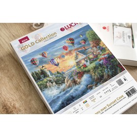 Cross Stitch Kit Luca-S - Balloons Over Sunset Cove, Gold Collection, Embroidery Kit