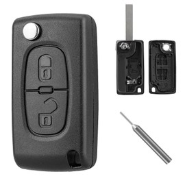 ShnminEU Car Key Shell for Peugeot 207 307 308 407 607 807 and Citroen C2 C3 C4 C5 C6 C8 DS3 DS4 (VA2 / CE0536) Key Case Folding Replacement Key 2 Buttons Flip Key