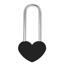 VeYocilk 3.5" 50mm Love Lock Heart Padlock,Black Single Heart Wish Lock for Lovers Wedding,Valentines,Anniversary,Travel, Valentines Day, Bridge(NO Key)