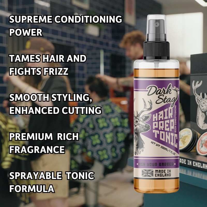 Dark Stag Hair Prep Tonic, Professional Product for Men, Conditions
