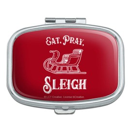 Eat Pray Sleigh Christmas Winter Funny Humor Rectangle Pill Case Trinket Gift Box