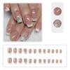 Square Press on Nails French Tip Fake Nails Medium False