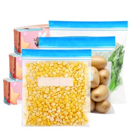 Freezer Bags, 75Pcs Ziplock Bags Food Reusable Sandwich Bags Storage Bags with Expandable Bottom BPA Free Seal Freezer Bags for Fruit,Vegetable, Meat and Snack